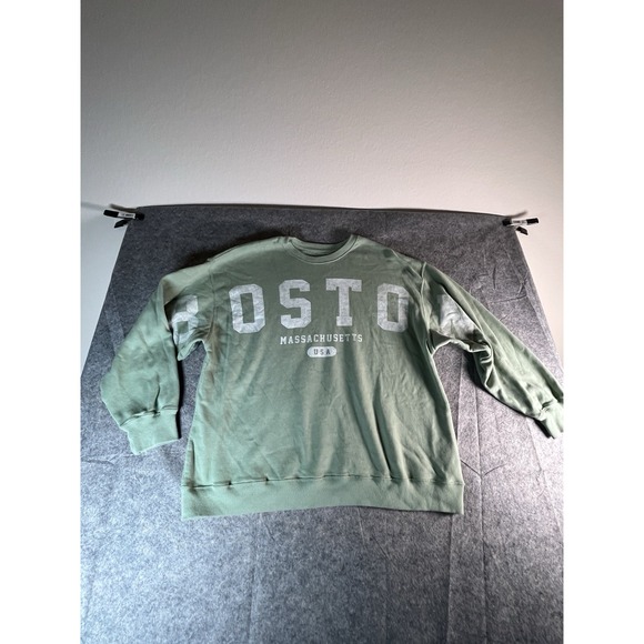 Hollister "Boston" City Light Green Crewneck Oversized Sweatshirt Women's Size L - Picture 1 of 7